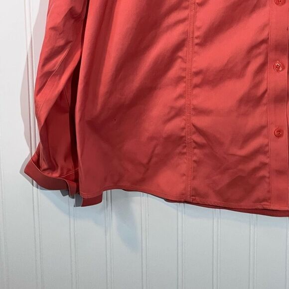 Chico’s No Iron Jacket Women’s 3 X-Large Coral Button Front Long Sleeve VNeck - Picture 3 of 12